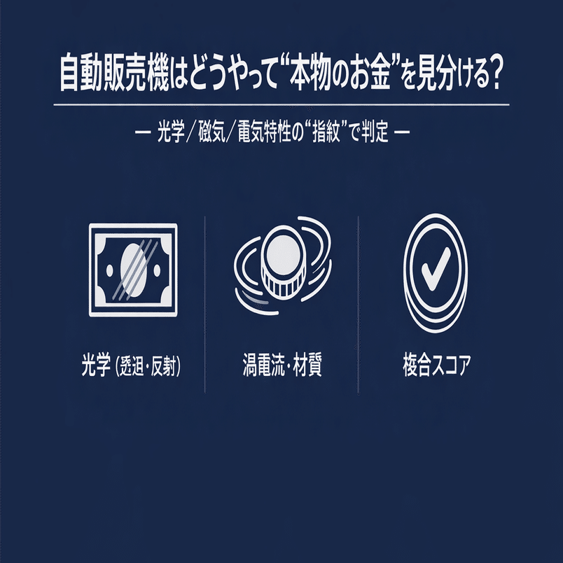 自動販売機はどうやって“本物のお金”を見分ける？— 透過パターン・磁気インク・導電率、そして学習データ｜ゆるっと雑学