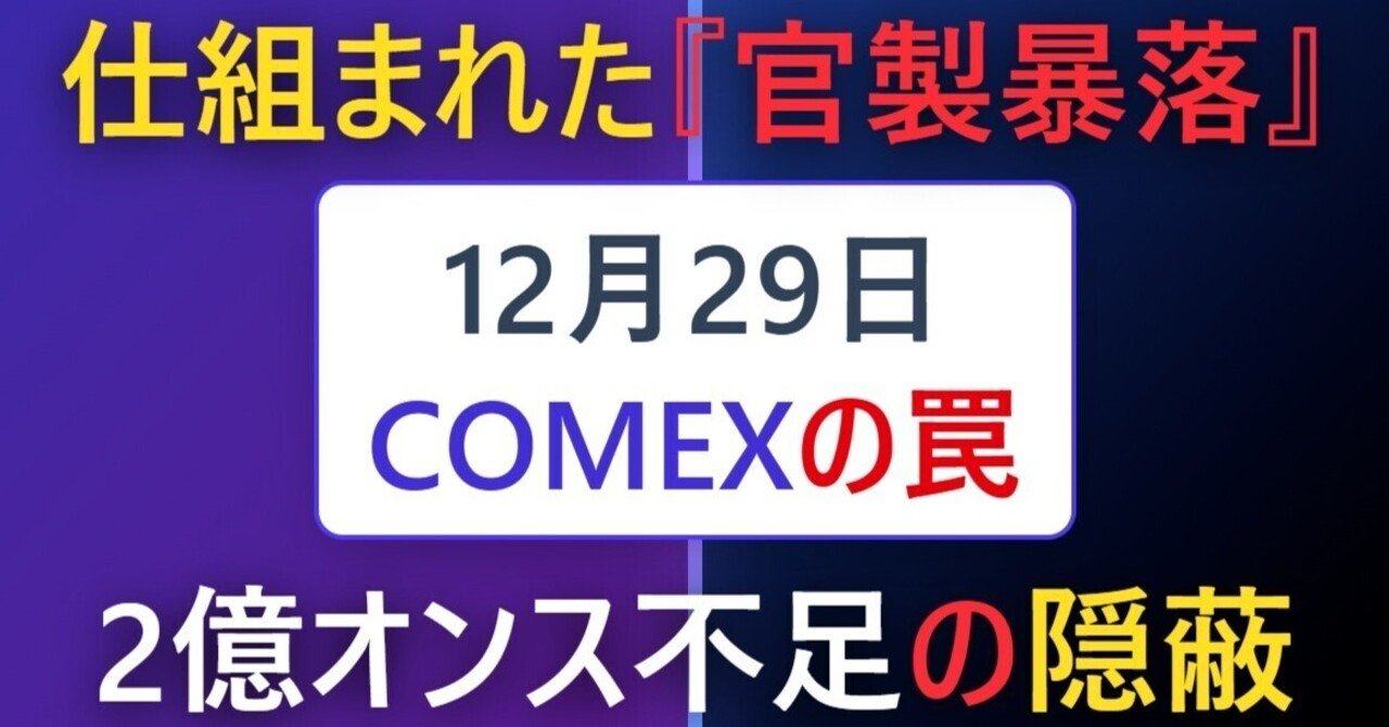 2025年12月 銀市場危機：COMEX証拠金引き上げと構造的市場断絶に関する包括的調査報告書｜お宝金銀プラチナ投資