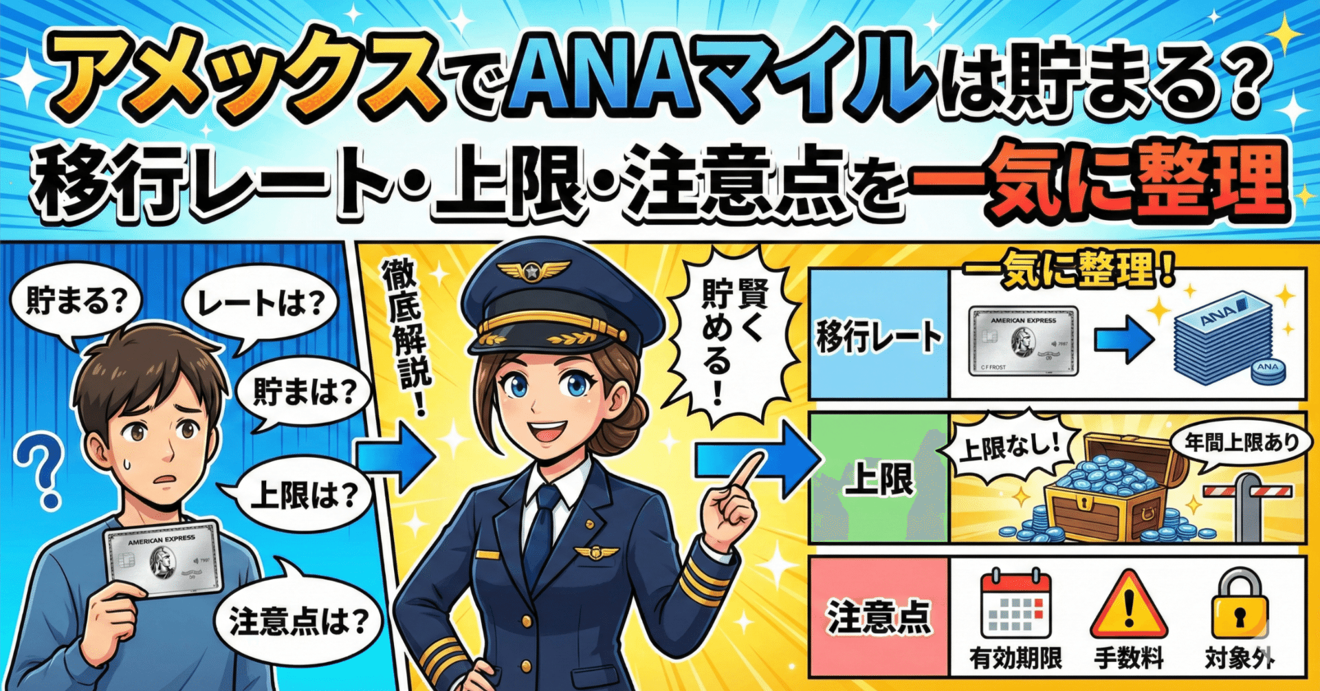 アメックスでANAマイルは貯まる？移行レート・上限・注意点を一気に整理｜おきとら