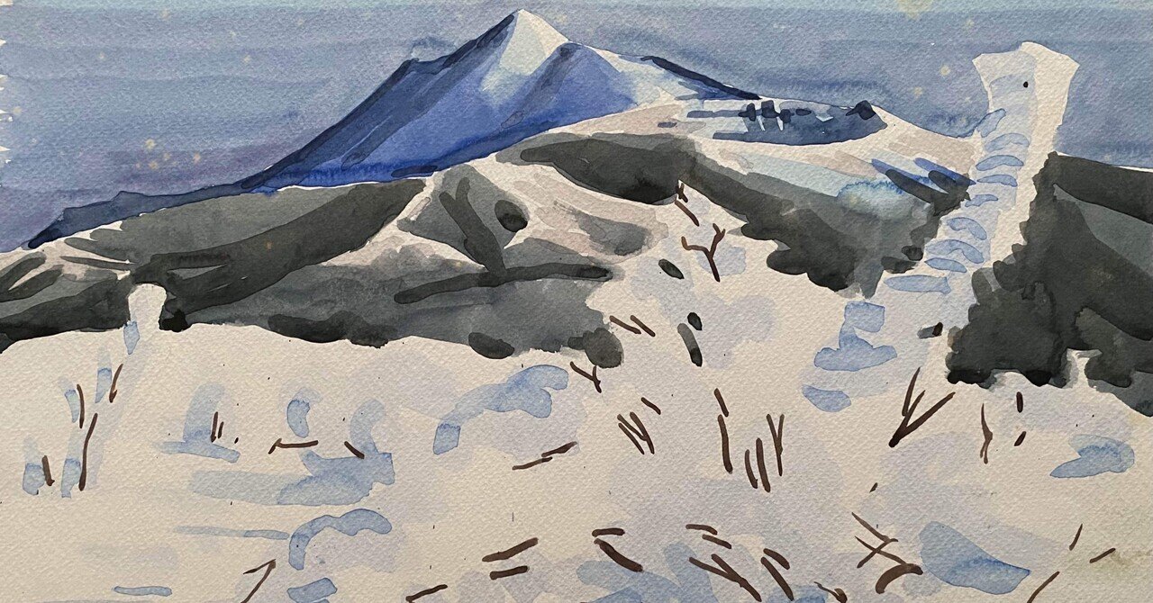 『冬の信州』 - 水彩画 冬の信州』 - 水彩画