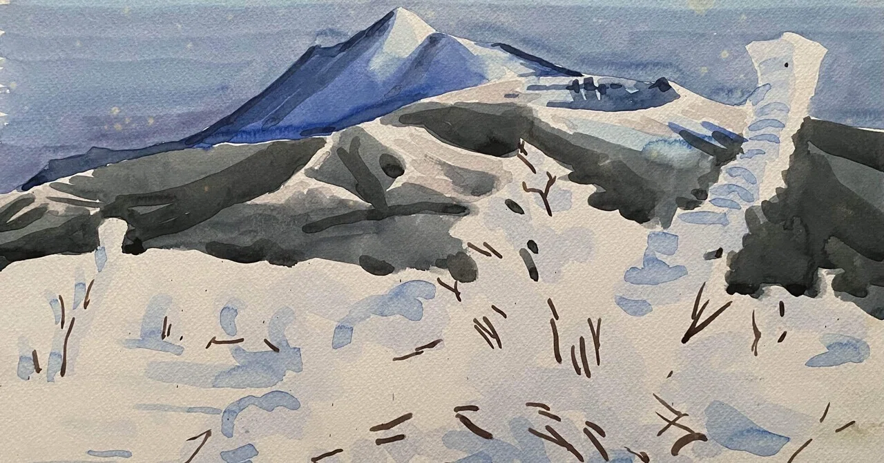 36 神園正美の透明水彩画 霧島連山・冬｜神園正美の透明水彩画@note