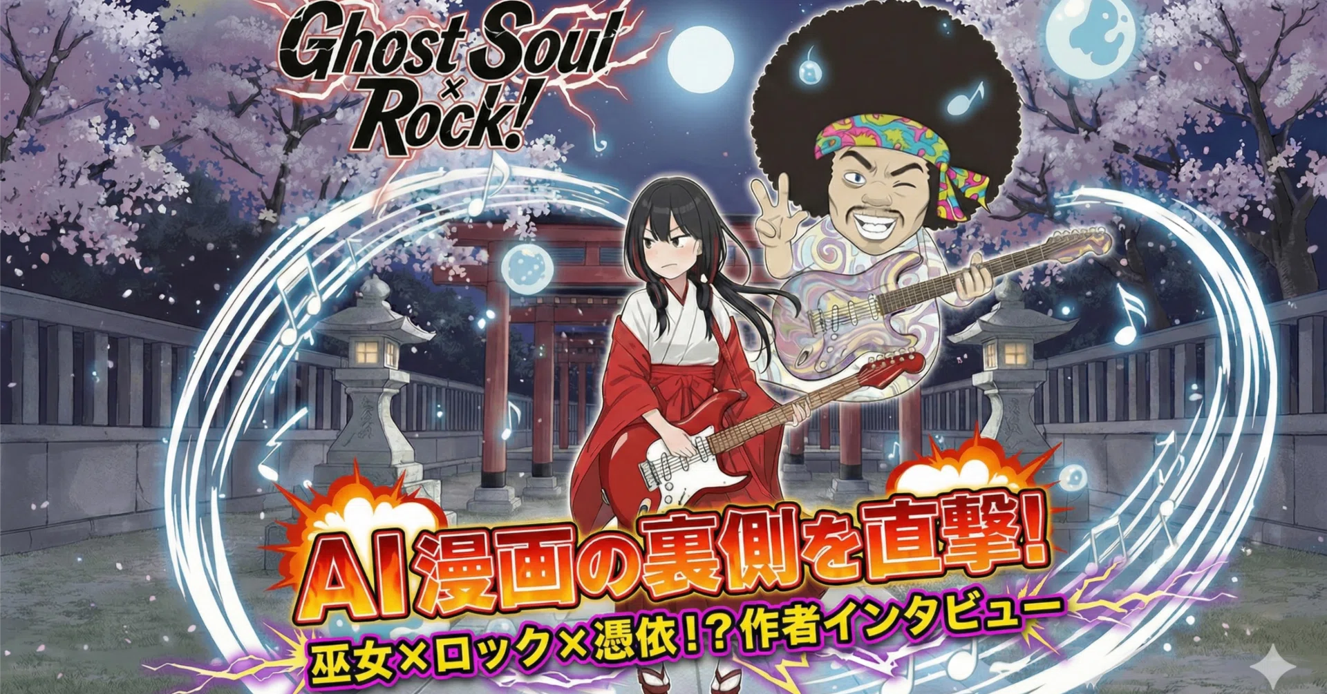 新作漫画『Ghost Soul x Rock!』始動！ 巫女×ギター×幽霊が織りなす それは日常であったり、黄昏であったり。 ねくら光学