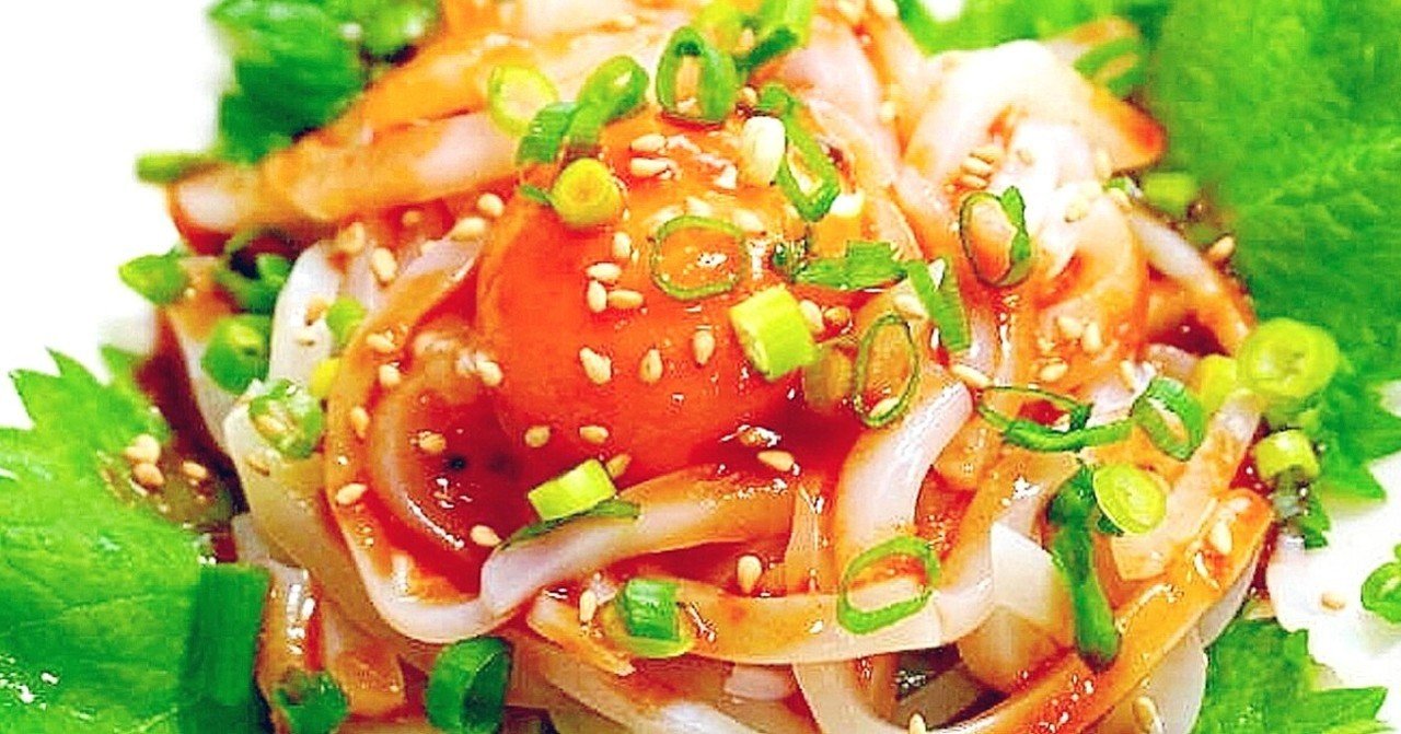 甘海老とイカそうめんの旨辛ユッケ 翼 Tasuku Note 甘海老とイカそうめんの旨辛ユッケ 翼 Tasuku Note