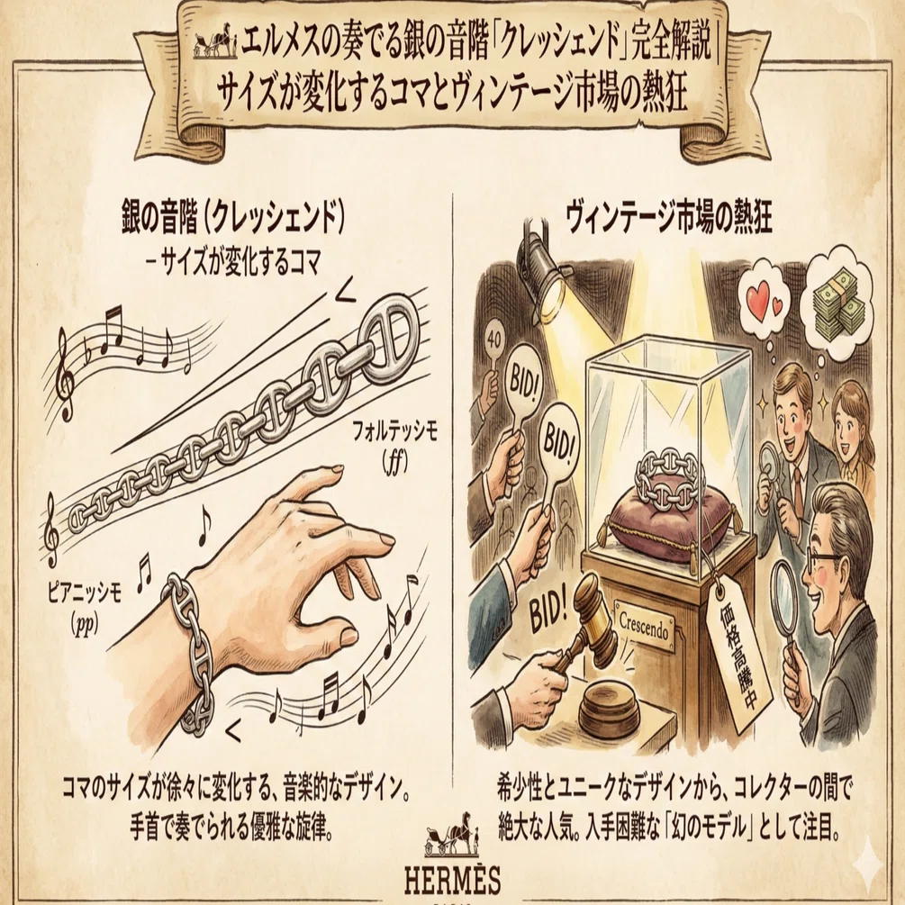 エルメスの奏でる銀の音階「クレッシェンド」完全解説｜サイズが変化