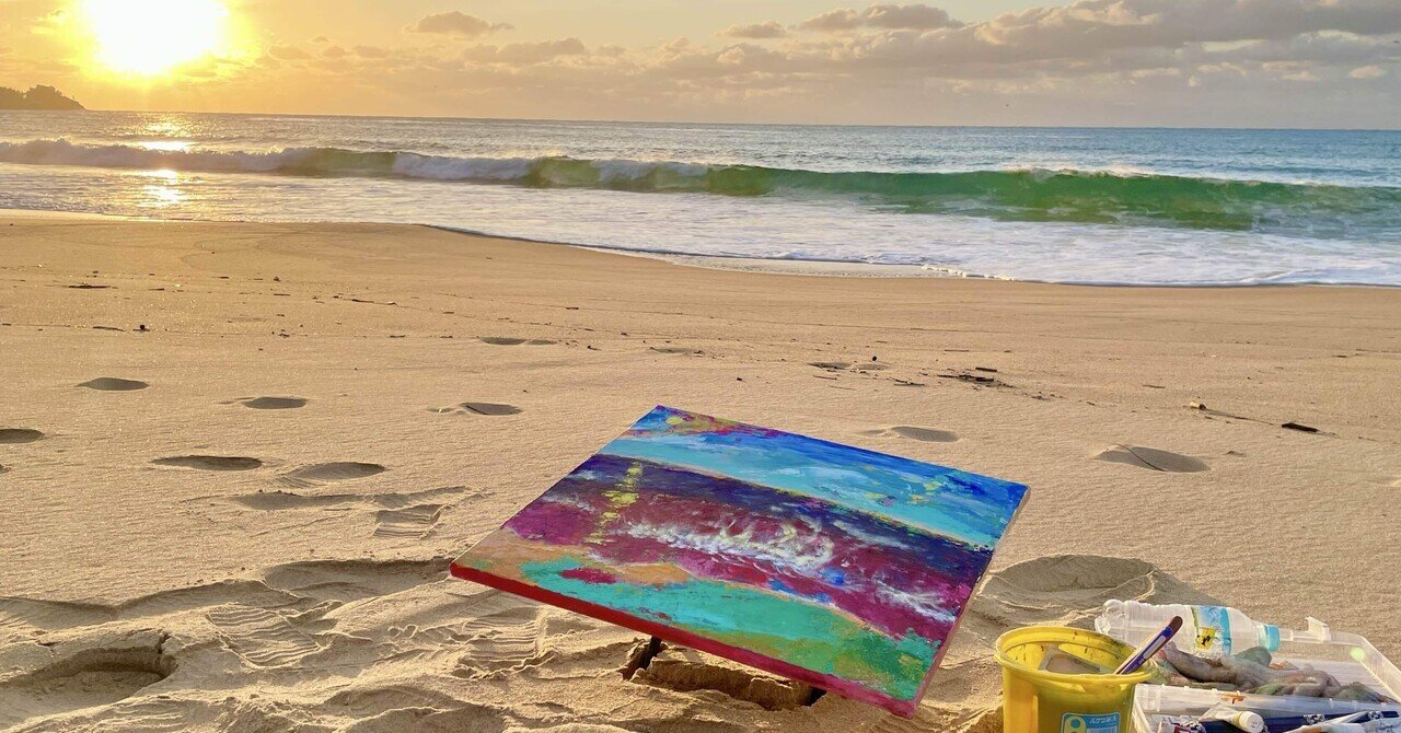 Art】海で海の絵を描いてみた｜画家として生きる人