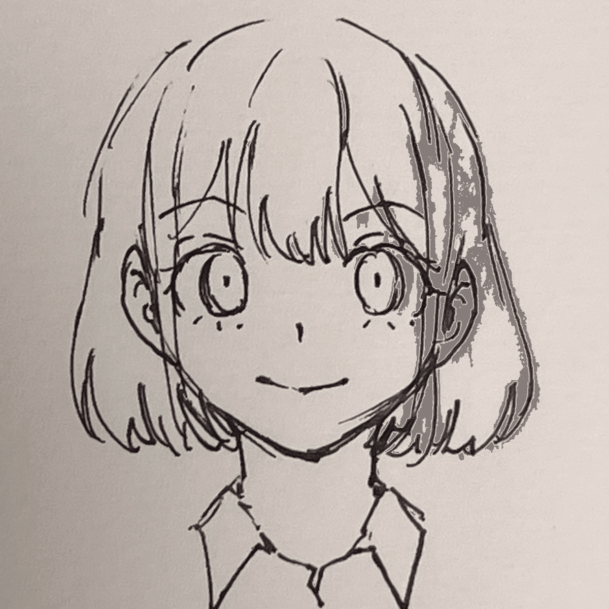 とろろたん流・画力基礎練メニュー①-1 ボブヘアの女子高生の顔を正面