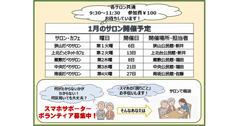 【1月の開催】スマホサロンの開催日です！