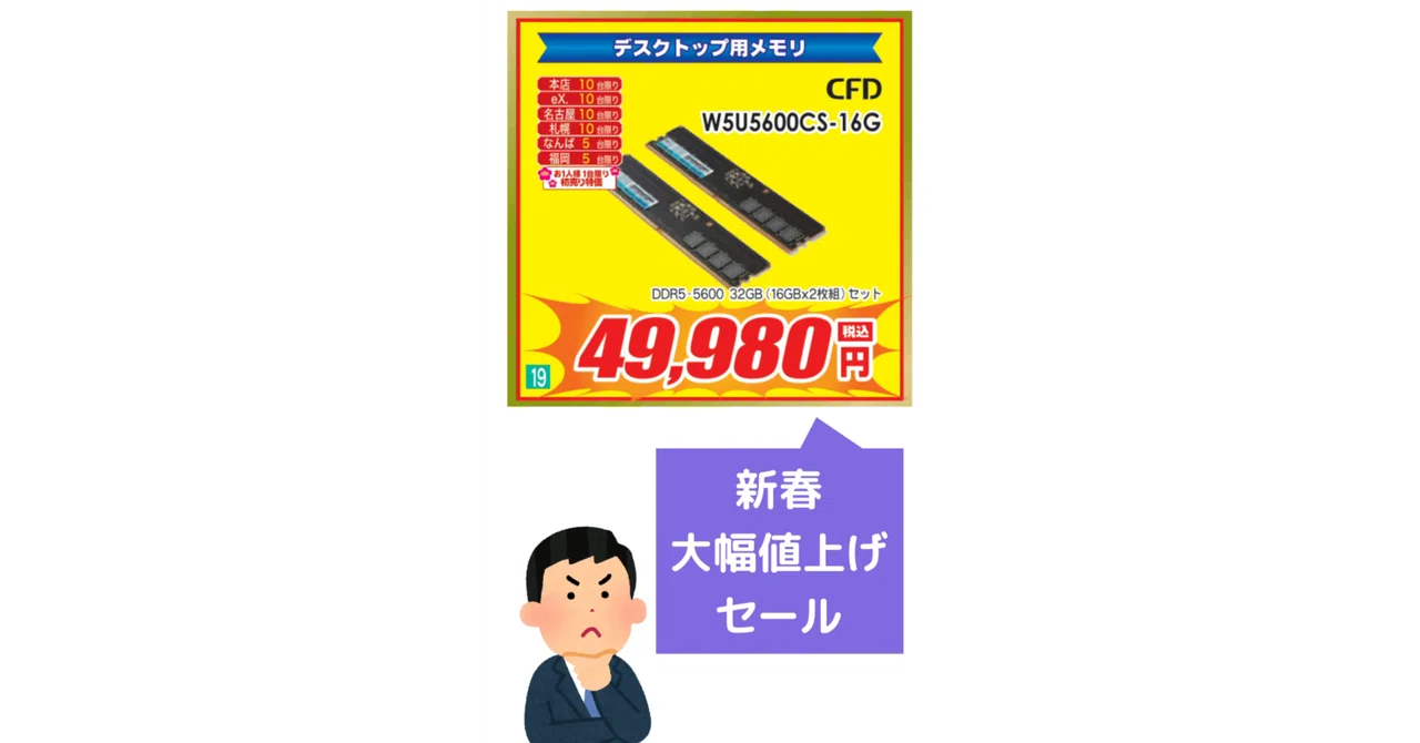 新品』CFD (シーエフデー) W5U5600CS-16G [DDR5 PC5-44800 16GB 2枚組 