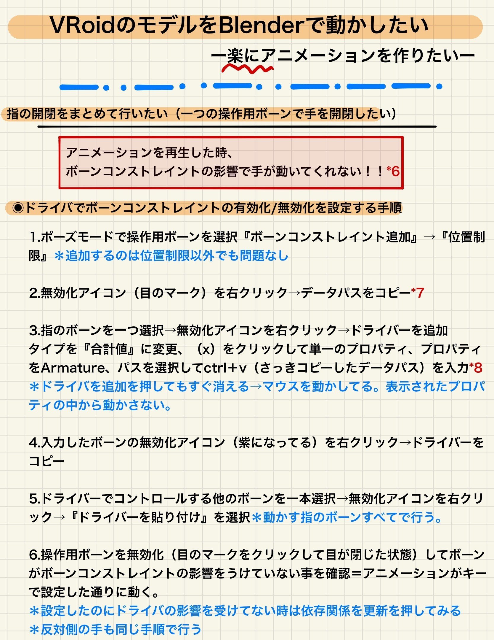 Blenderモデルの手を一つの操作用ボーンで開閉したいーその2 ドライバの適用 Bangai Note