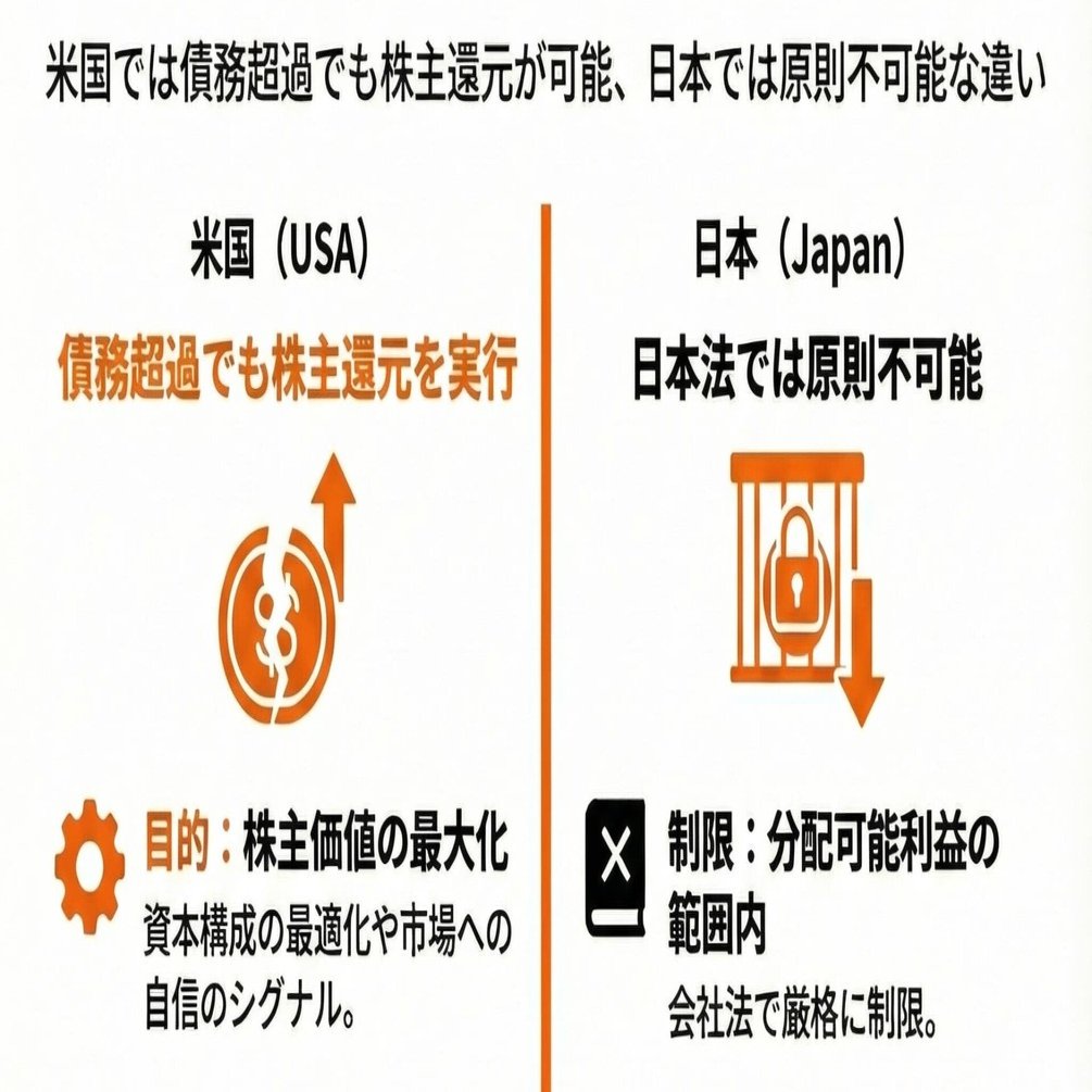 債務超過（純資産がマイナス）で自社株買いや配当を実施する米国上場