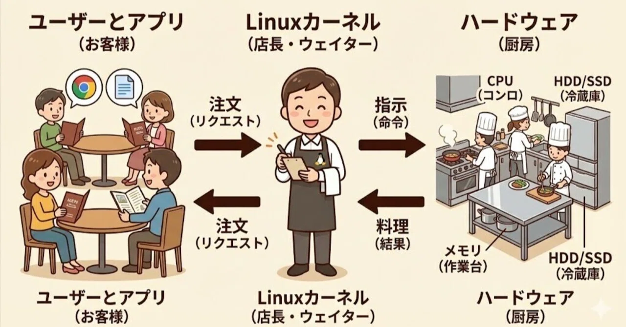 【応用情報技術者試験対策】イラストでサクッと理解!「Linuxカーネル」って一体なに?|さくら|セキスペ×アウトプット