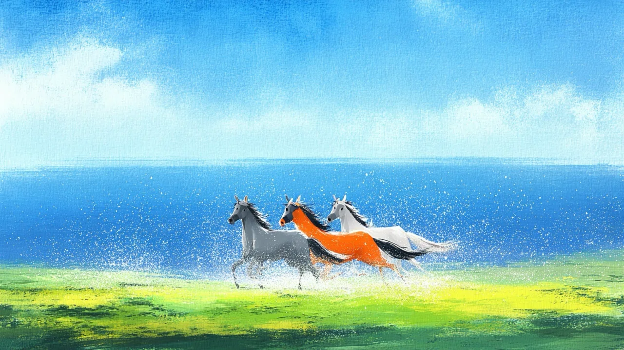 AIイラスト]草原を駆ける馬｜みぽぽ