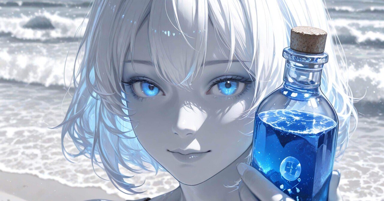 小瓶の中の海】記憶は海の色をしていた｜僕のAIイラスト｜零ぴちゅ。