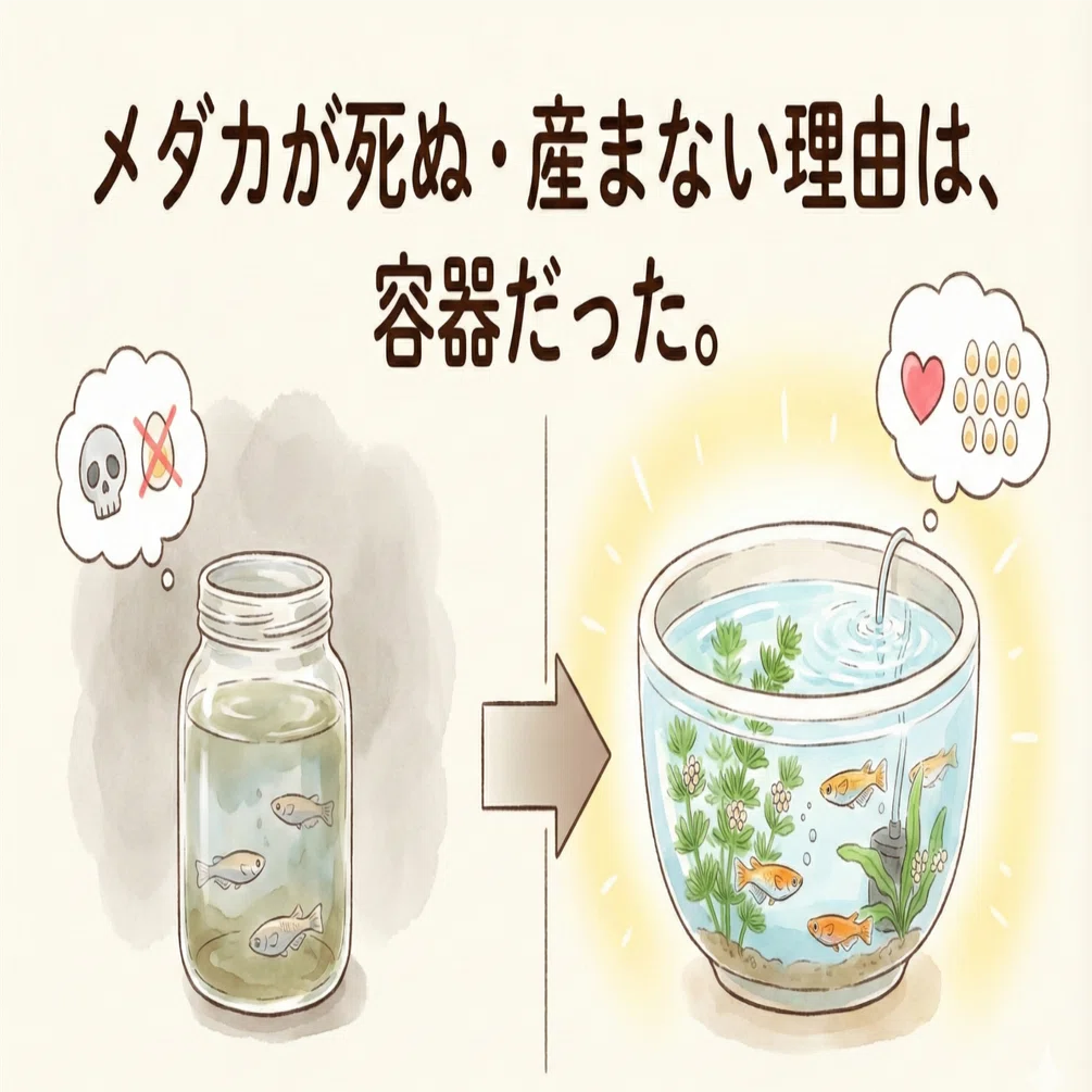 メダカが死ぬ・産まない理由は、容器だった。｜めだか夢や｜馬場浩司