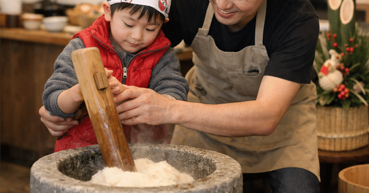 2026謹賀新年: 子ども達2度目の餅つき体験｜サヤ・ユウ パパ