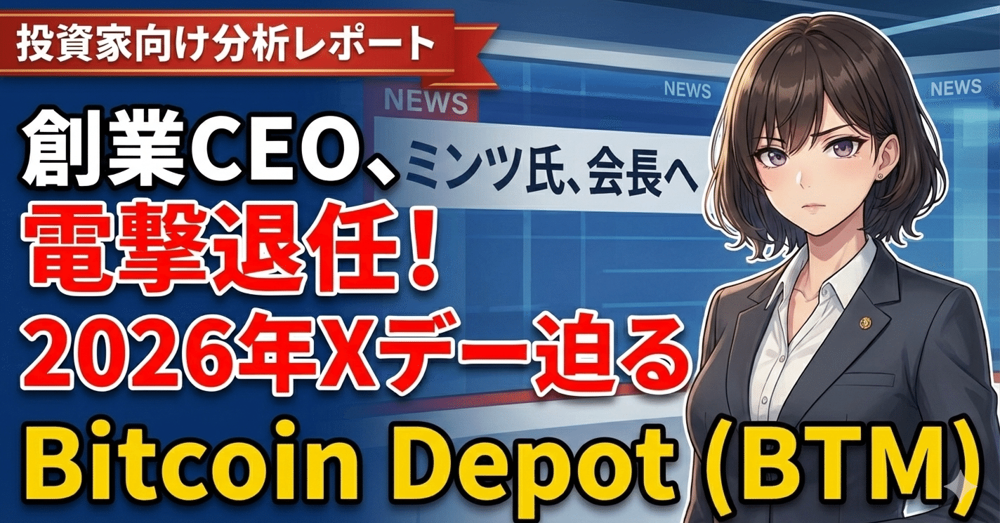 創業CEO電撃辞任！2026年Xデー迫る】（BTM）Bitcoin  Depot投資家向け分析レポート｜US株ジャーナル＠米国株の情報をお届け！｜フォロバ100