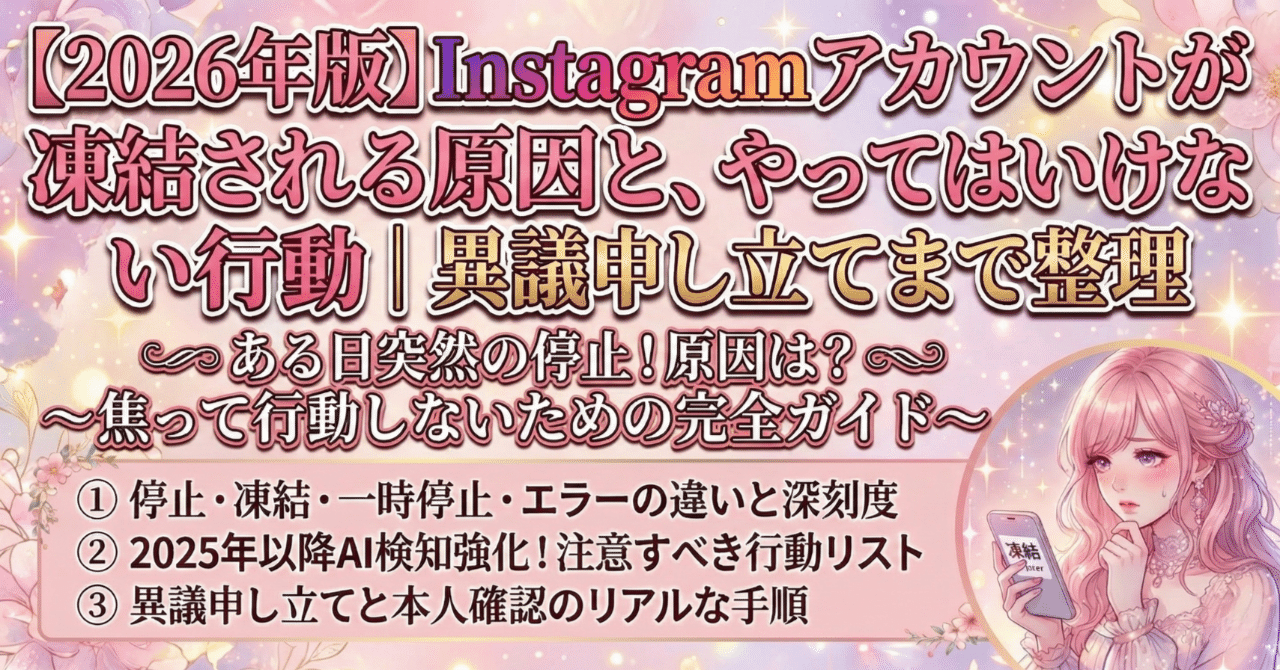2026年版】Instagramアカウントが凍結・停止される原因と、やってはいけない行動｜異議申し立てまで整理｜アカバイ | SNSアカウントの売買を  もっと身近に、簡単に。