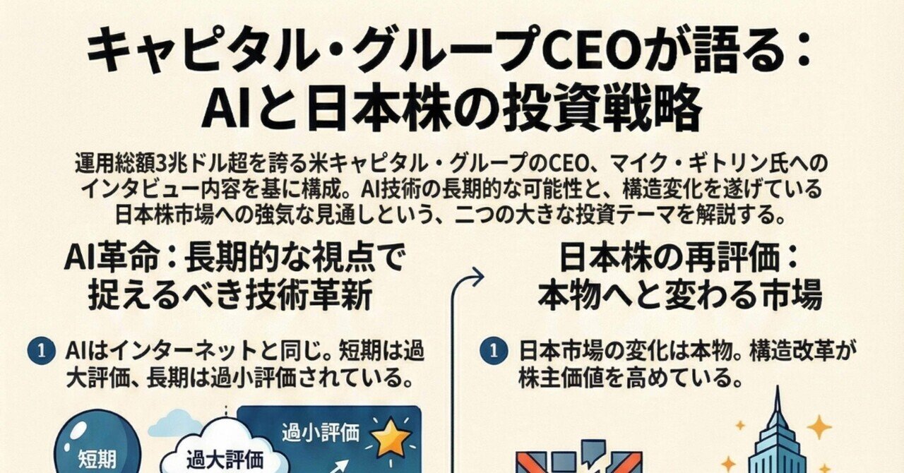 日経5万円時代の投資戦略。460兆円巨人が明かす「AIバブルの真偽」と「日本株の選別」｜hirouo
