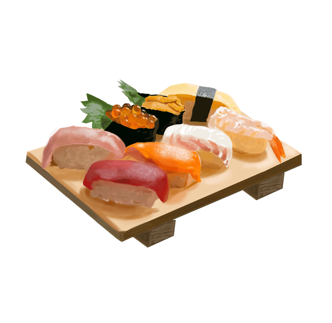 リアル絵 自粛中に食べたいもの お寿司 トロッコ Note