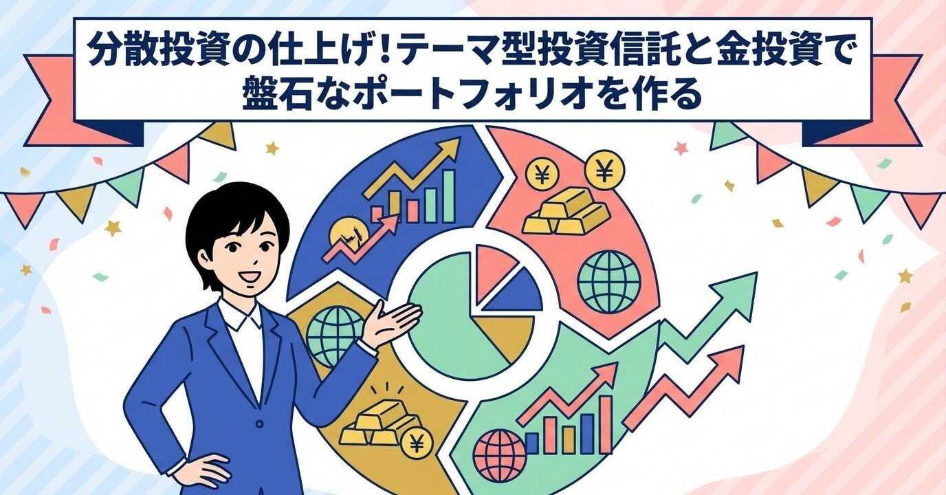投資信託】分散投資の仕上げ!テーマ型投資信託と金投資で盤石なポートフォリオを作る｜えんがわ茶論