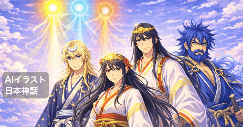 AIイラスト日本神話｜1．天地創造と神々の出現｜ほぼ63世ヤマトタケル