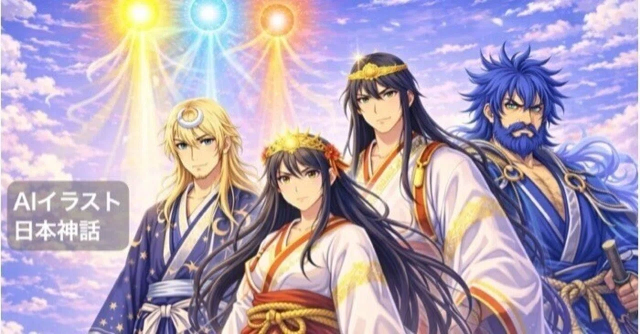 日本の神話キャラクター 水彩画 B4 AIイラスト日本神話｜キャラクター設定集と学んだこと｜ほぼ63世ヤマト