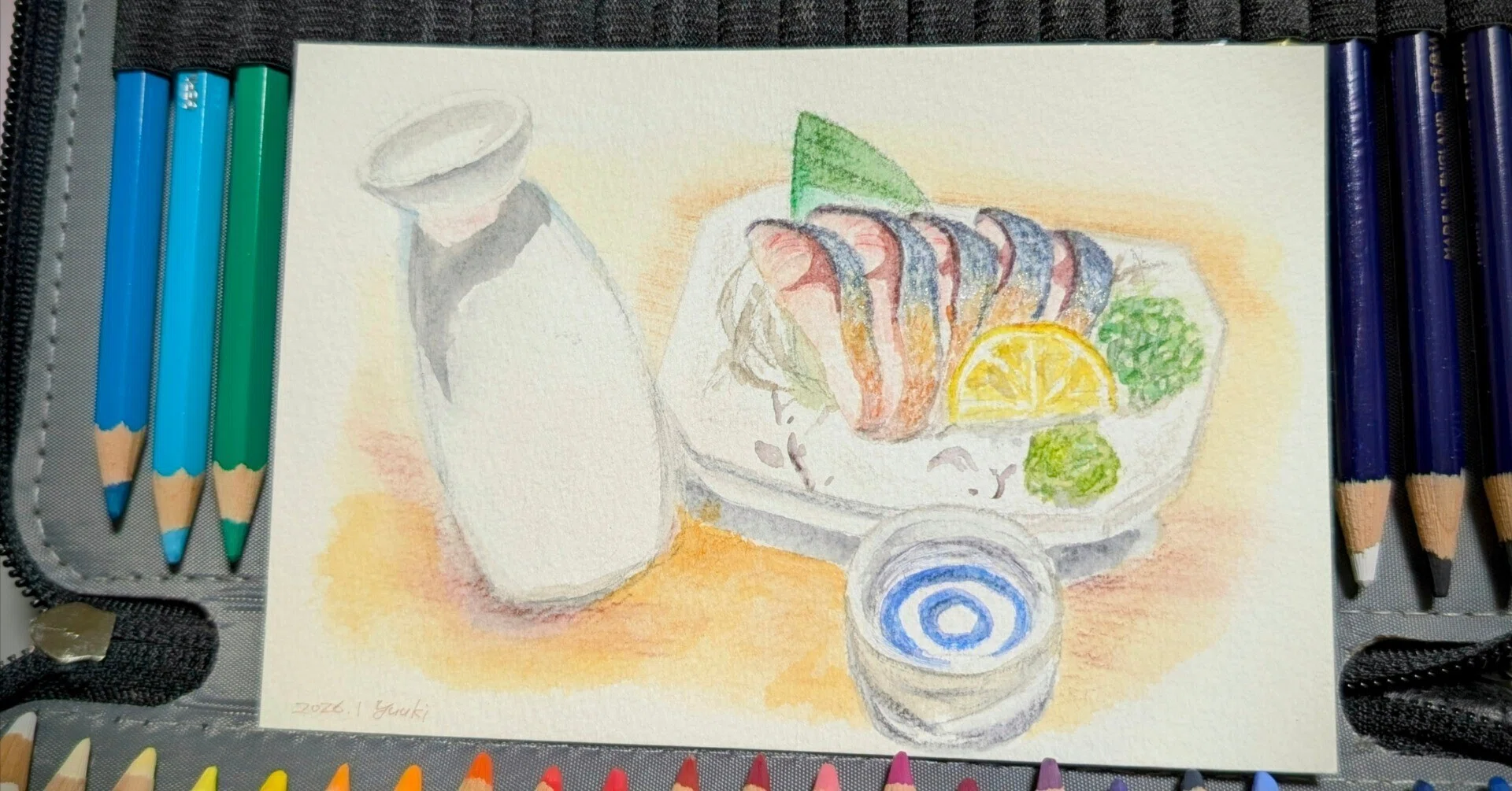 Drawing cured mackerel🐟 and setting goals for this year✨｜月岡
