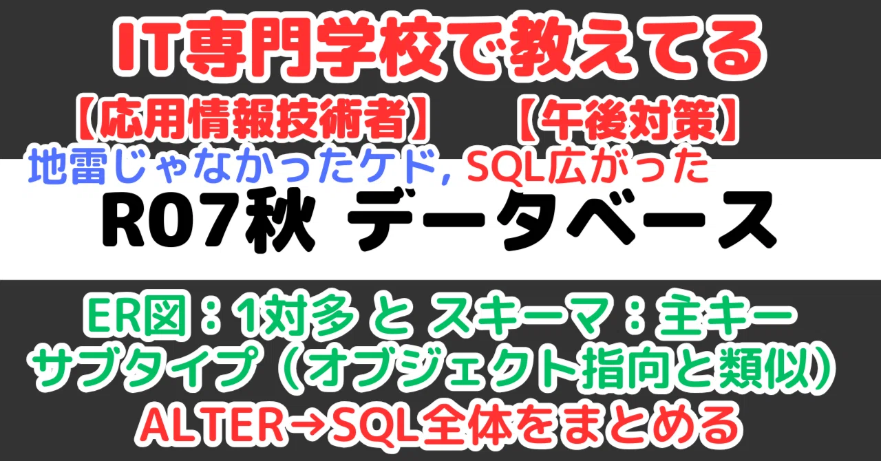 AP】令和7年秋午後問6データベースの解説（応用情報技術者試験）｜せん
