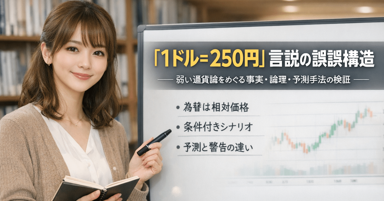 1ドル＝250円」言説の誤謬構造――弱い通貨論をめぐる事実・論理・予測手法の検証｜ビンちゃん特殊司書