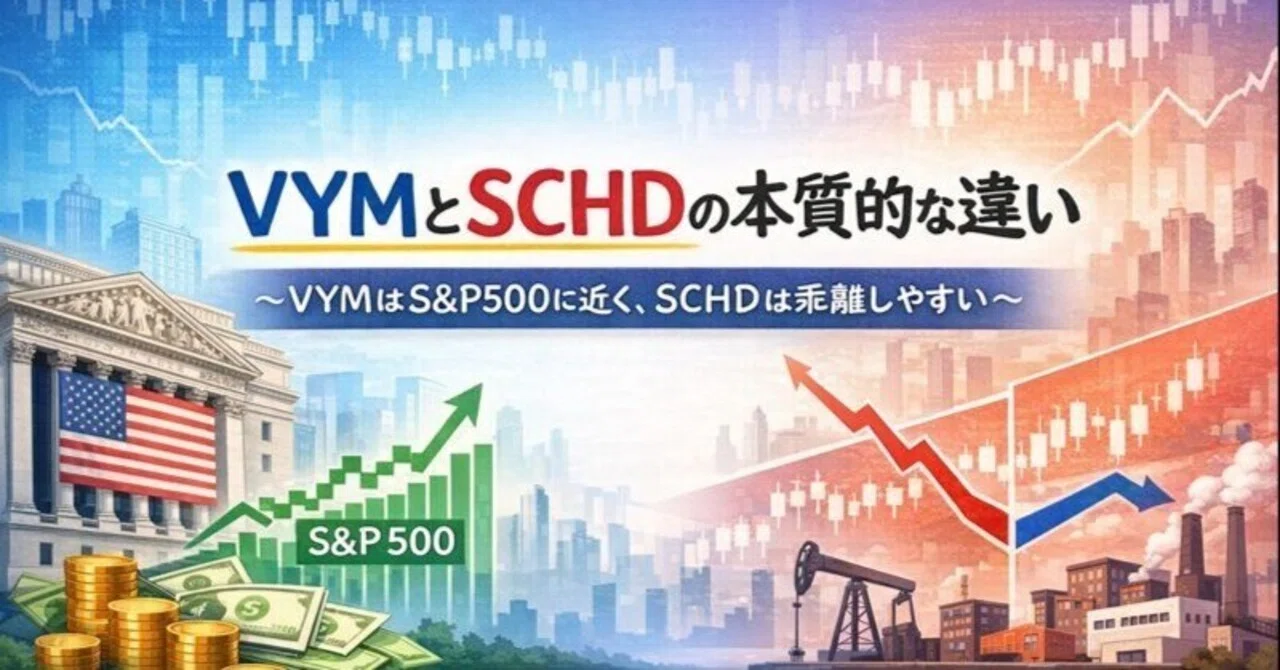 VYMとSCHDの本質的な違い ～VYMはS&P500に近く、SCHDは乖離しやすい～｜太郎