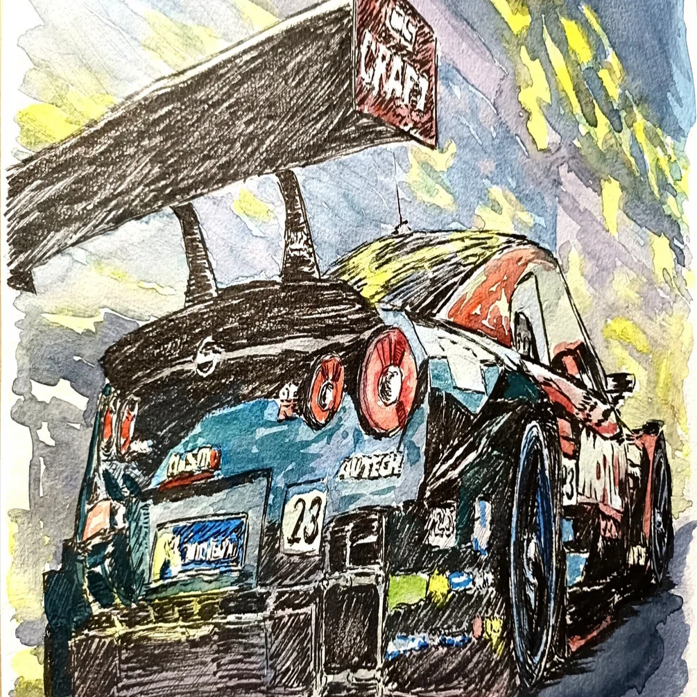 ワルツ　ニッサン車　水彩画 A4サイズ スーパーGT500」 水彩画制作ノート 第5話｜ew_art_room