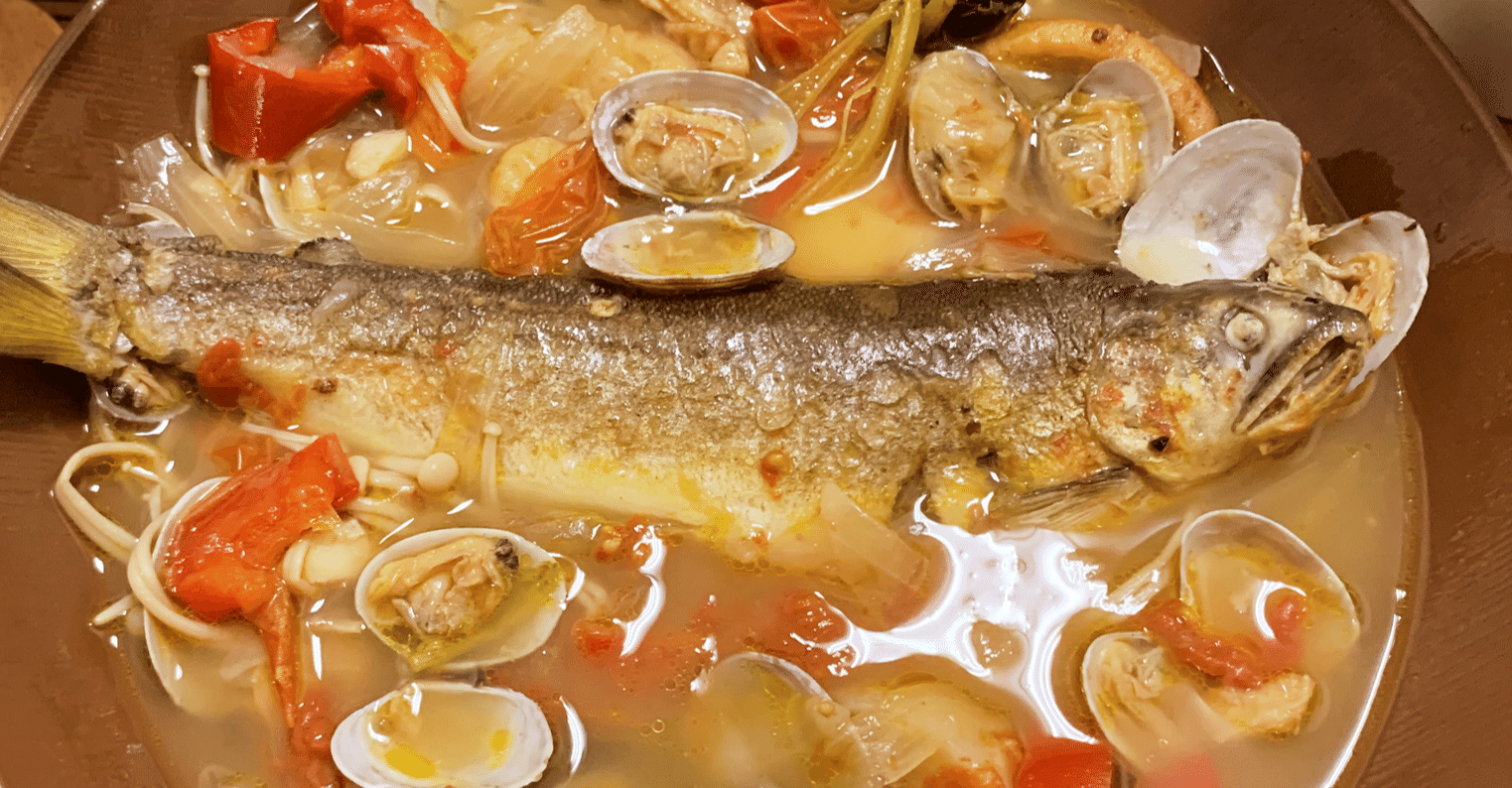 圧力鍋で作るアサリたっぷりのアクアパッツァ 自粛でクッキング第3回 自粛でクッキング Note