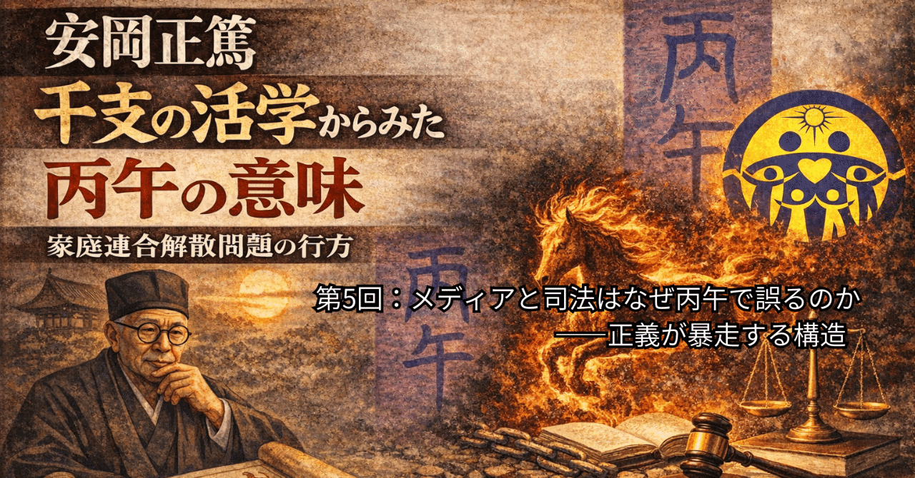 📝 安岡正篤「干支の活学」から見た「丙午」⑤/6―家庭連合解散問題の行方 🌀第5回：メディアと司法はなぜ丙午で誤る のか――正義が暴走する構造｜四宮継一