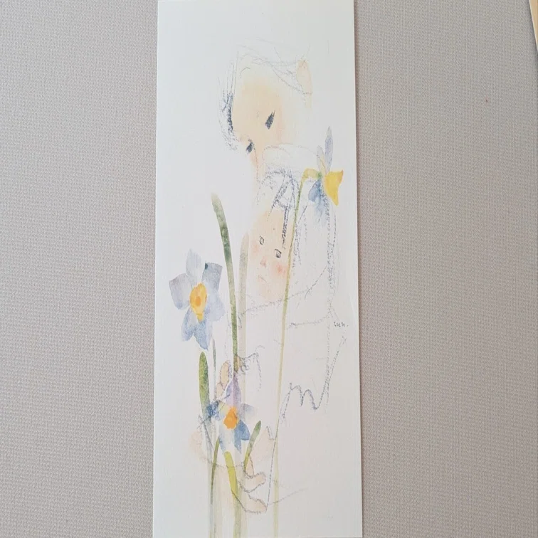 2026年1月4日日曜日 いわさきちひろさん画(水仙のある母子像 1972年