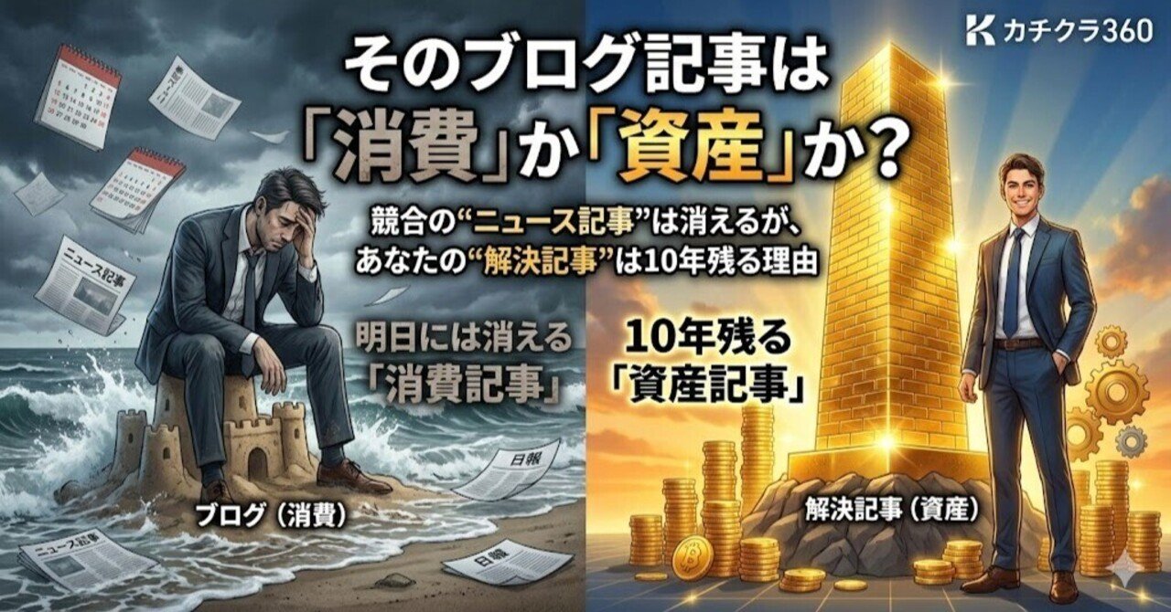 E91 【資産防衛】そのブログ記事は「消費」か「資産」か？競合の“ニュース記事”は消えるが、あなたの“解決記事”は10年残る理由｜カチクラ電波