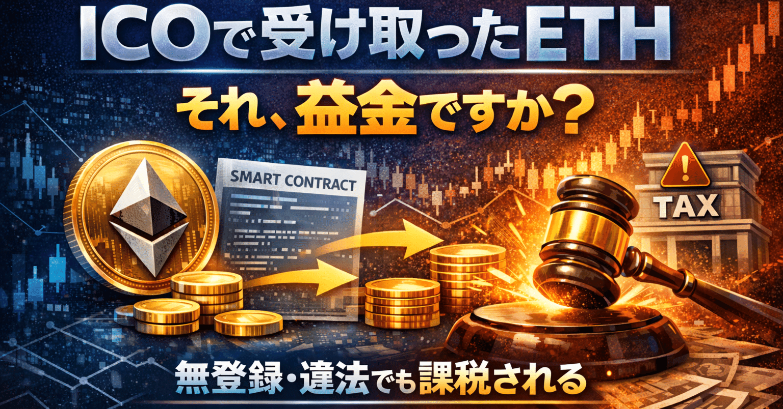 ICOは違法でも課税？暗号資産ETH受領時点で益金認定された裁決｜泉絢也・藤本剛平