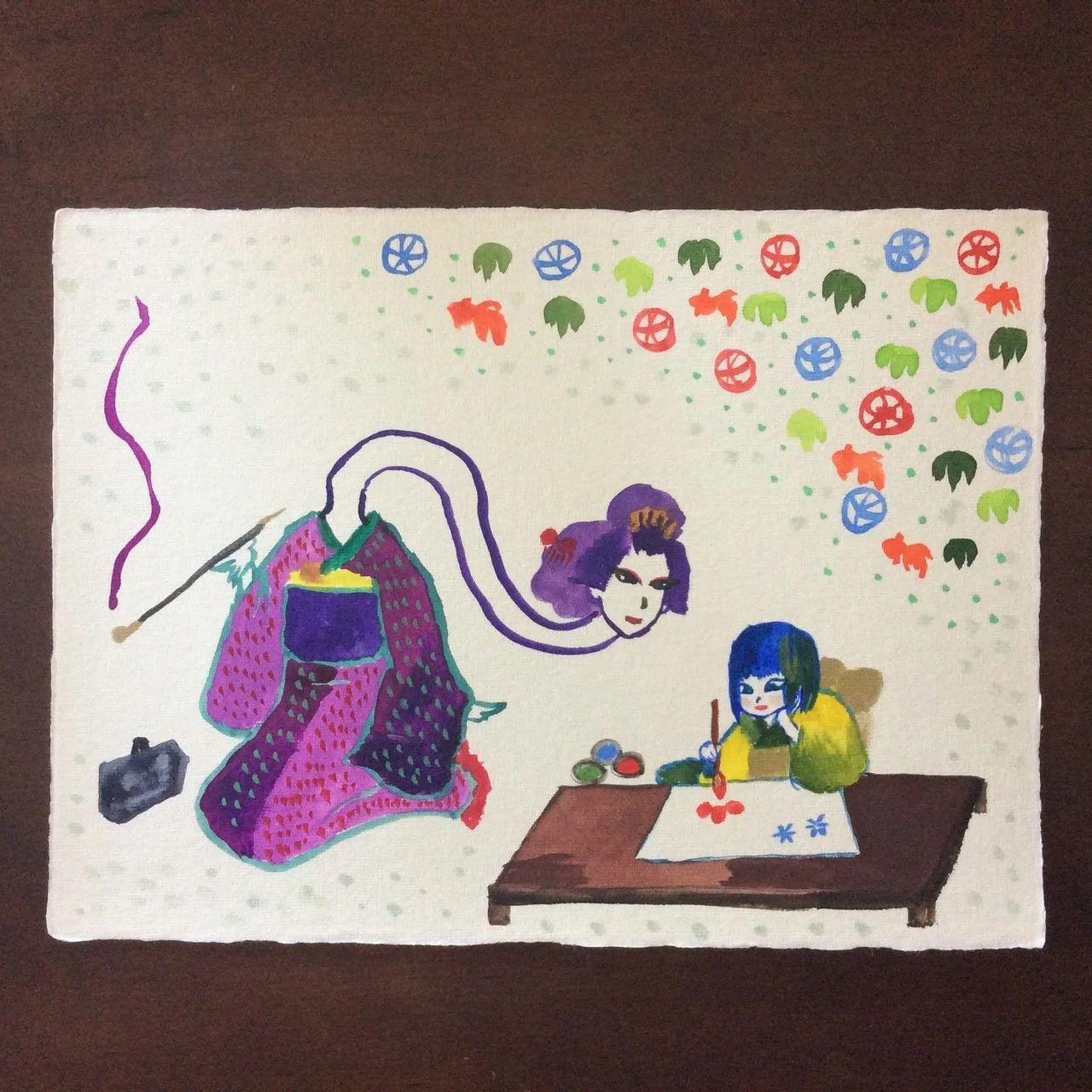 手描き絵 座敷わらしとろくろ首 あしたの手帖 Note