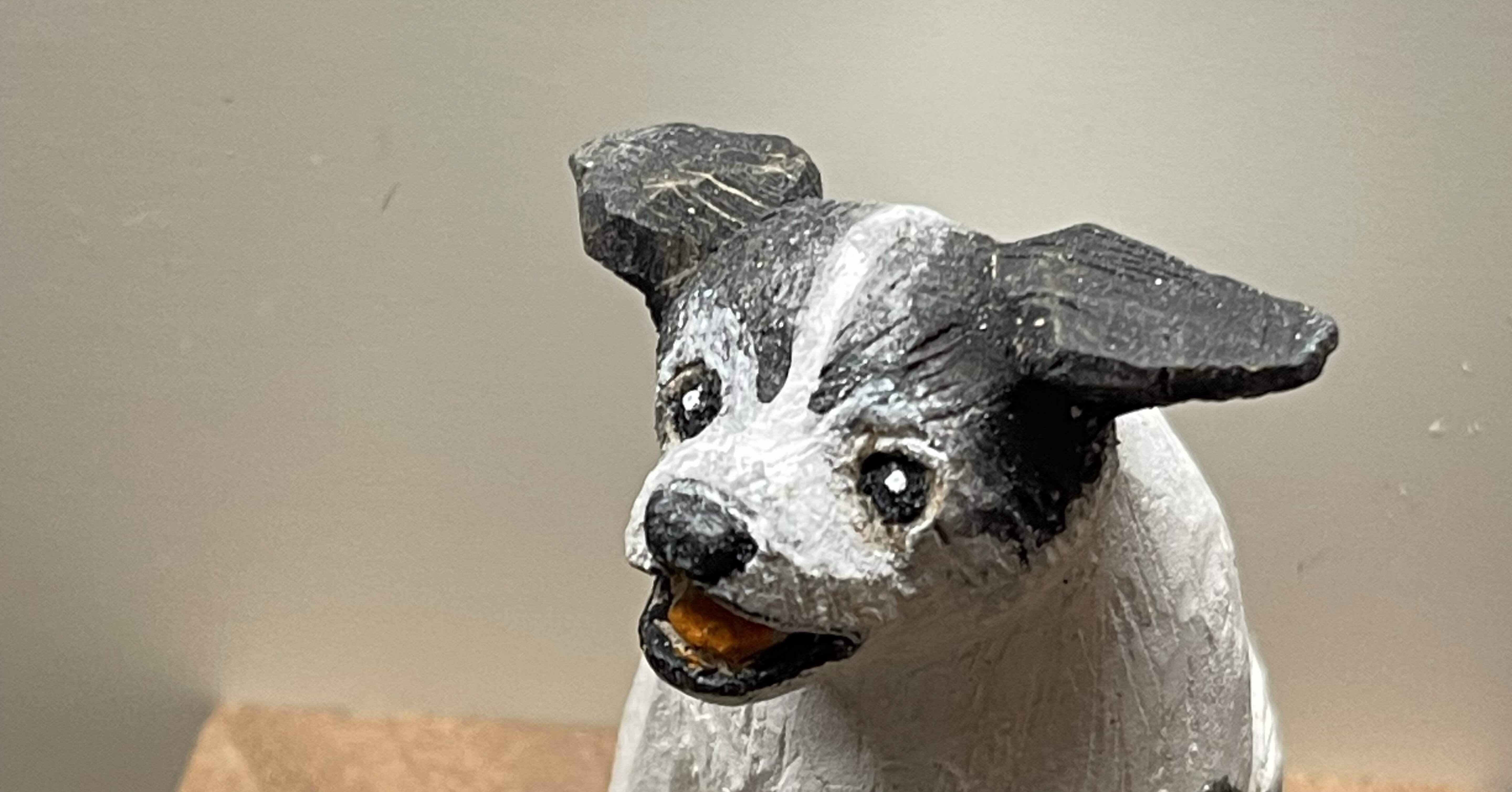 昔の剣道仲間からの依頼で、ワンコの木彫りを作りました｜森の和