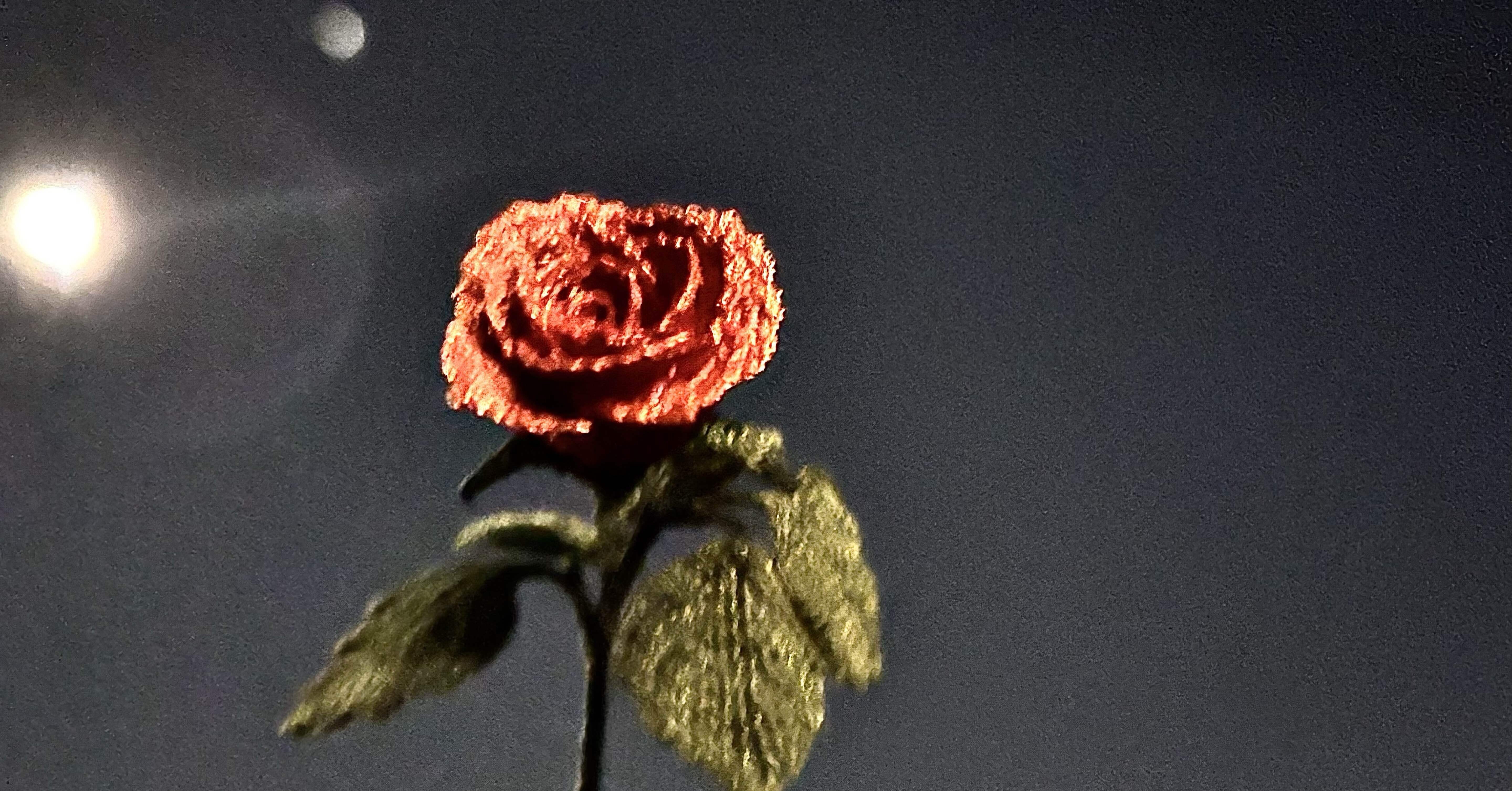 一輪の薔薇 夜空に浮かべた一輪の編み薔薇｜q_k_b / q.crochet