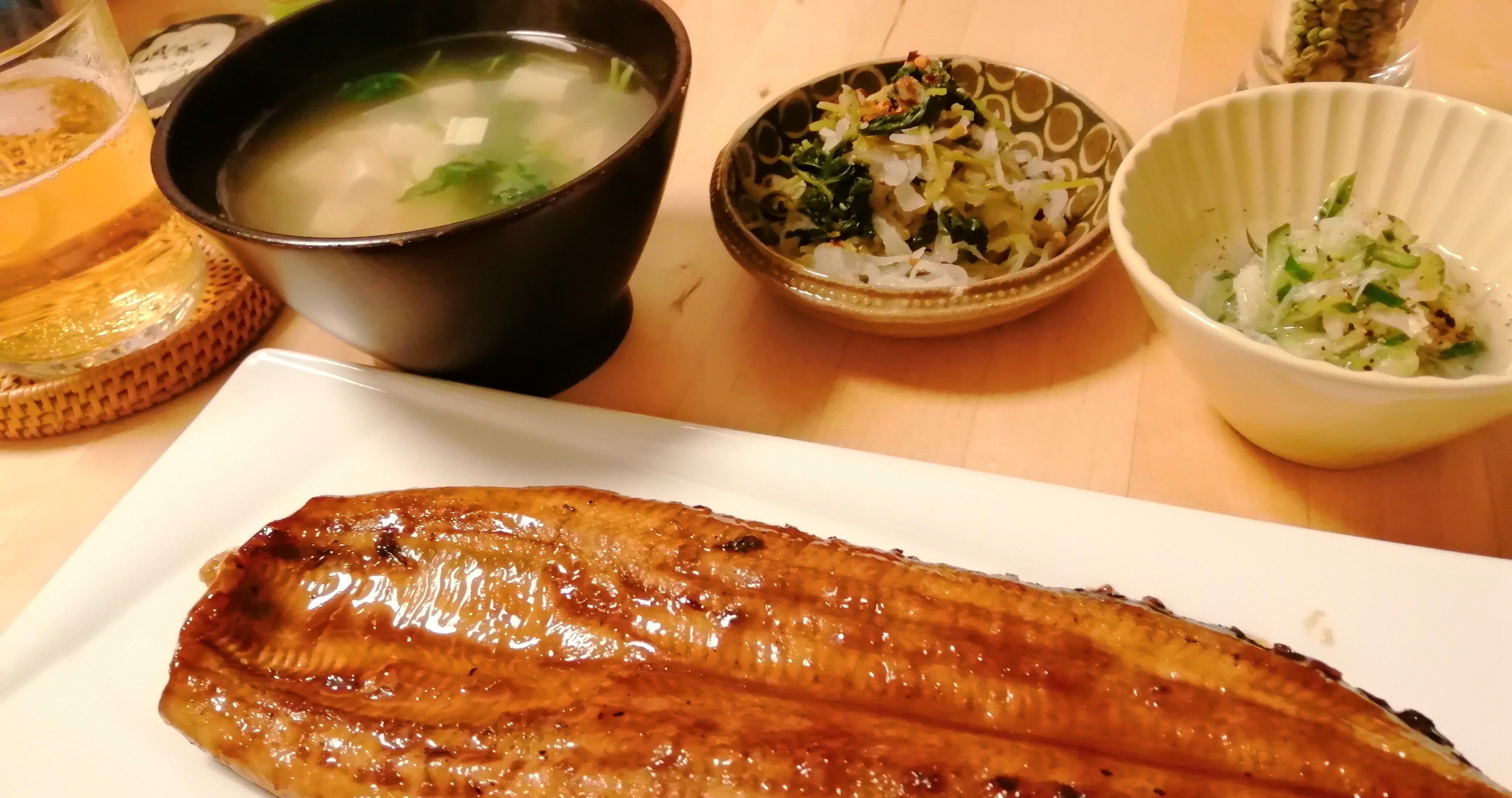 うなぎがある日の夕ごはん 大根ナムル りえごはん Note