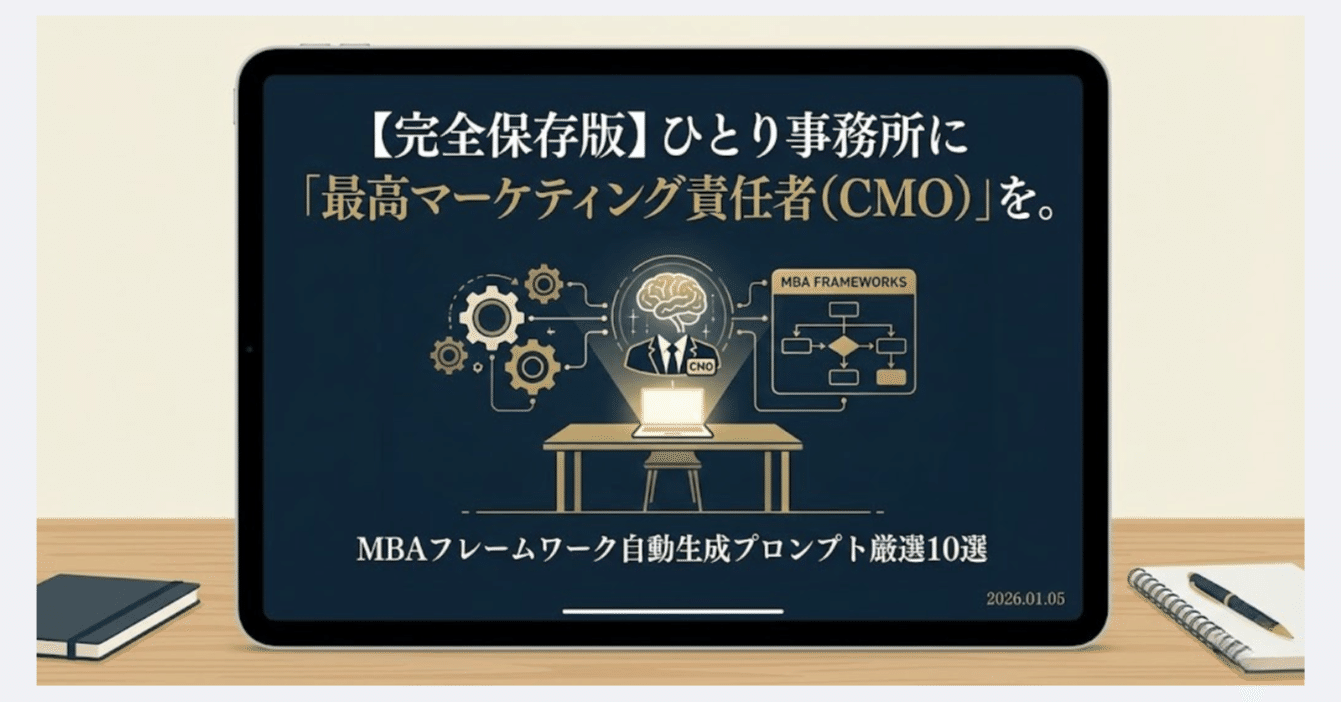 完全保存版】ひとり事務所に「最高マーケティング責任者（CMO）」を。MBAフレームワーク自動生成プロンプト厳選10選｜元窓口担当行政書士