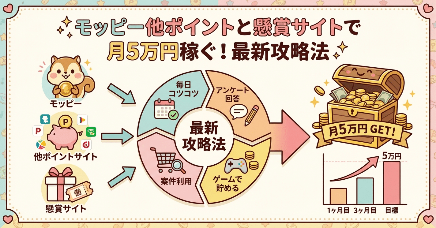 モッピー他ポイントと懸賞サイトで月5万円稼ぐ！最新攻略法｜ペロちゃん😋節約