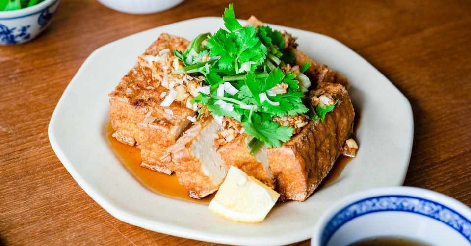 厚揚げで油淋鶏 パクチー油淋厚 と申します Reizoko Ni Almonde 冷蔵庫にあるもんで Note