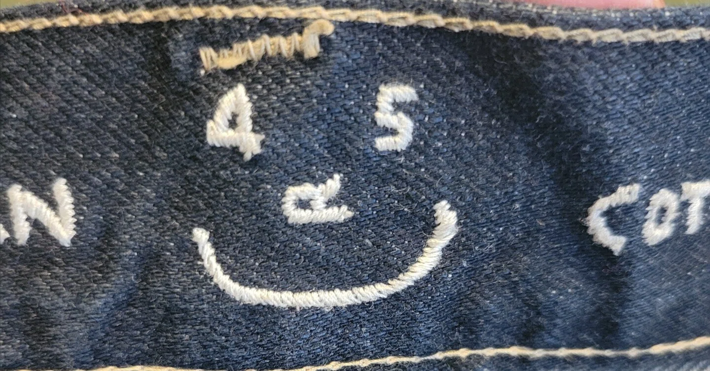 レディース 希少 45R 藍染インディゴ デニム ロングスカート 刺繍ロゴ