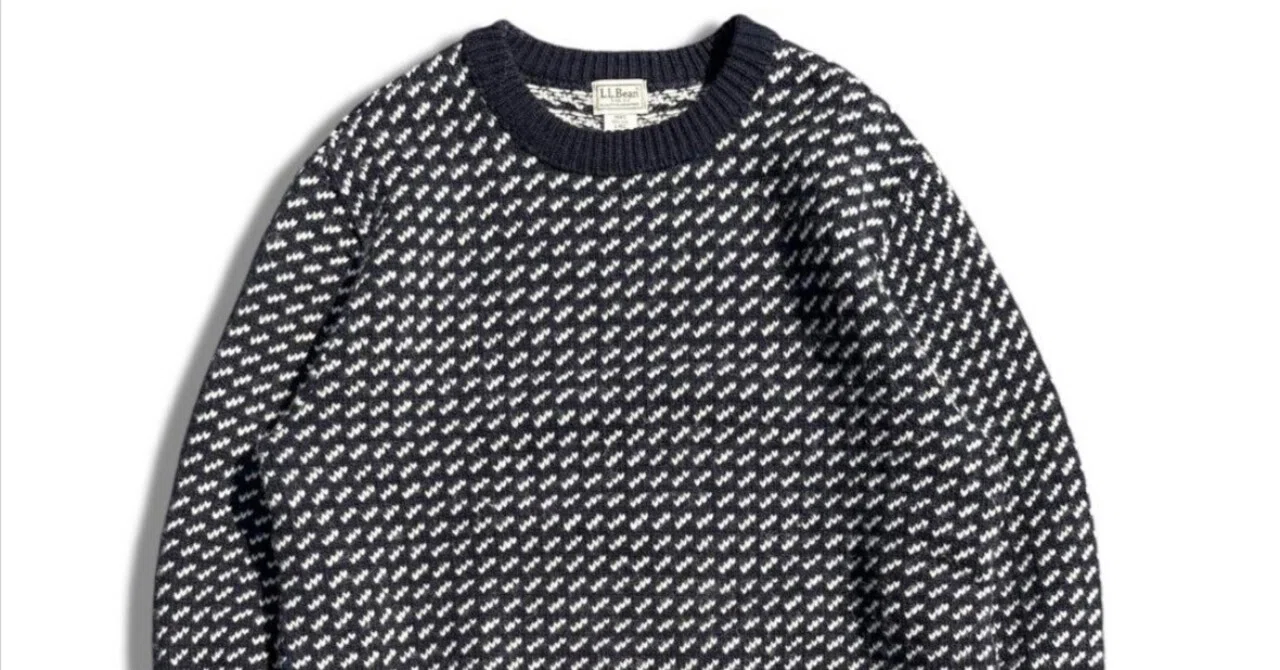 希少　ヴィンテージ　古着L.LBeanバーズアイニット 80s エルエルビーン バーズアイ柄セーター ニット ノルウェー製 グレー