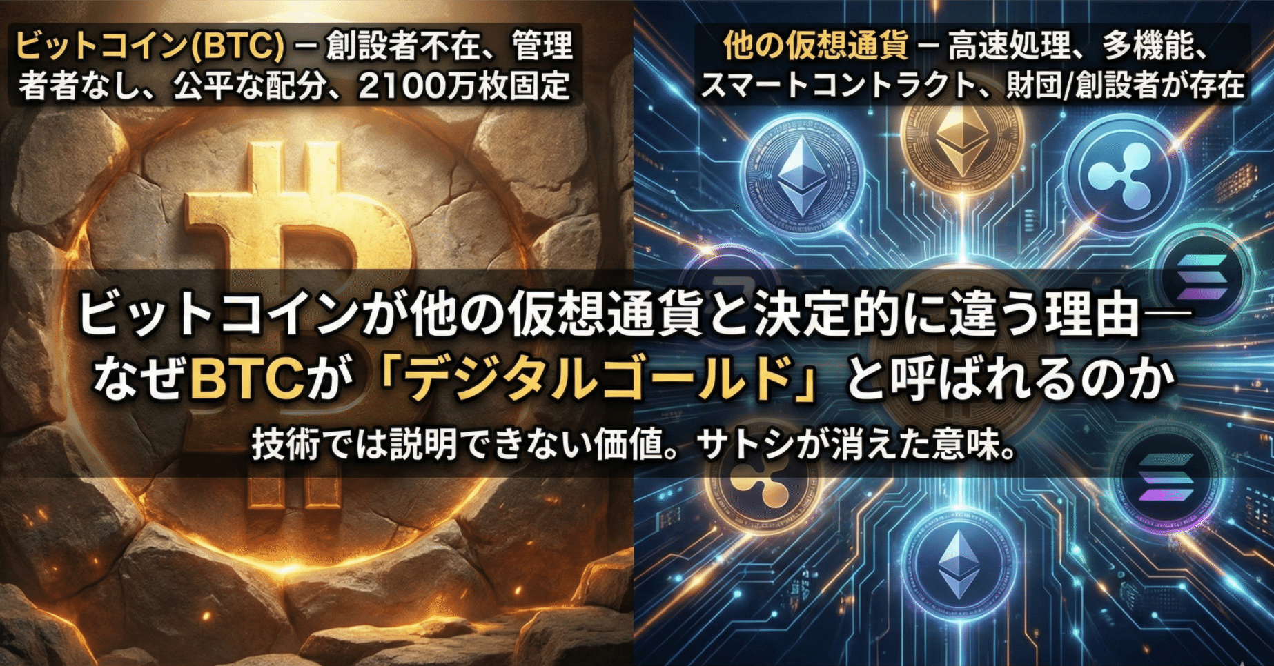 ビットコインが他の仮想通貨と決定的に違う理由 ― なぜBTCが「デジタルゴールド」と呼ばれるのか｜bitcoin_note