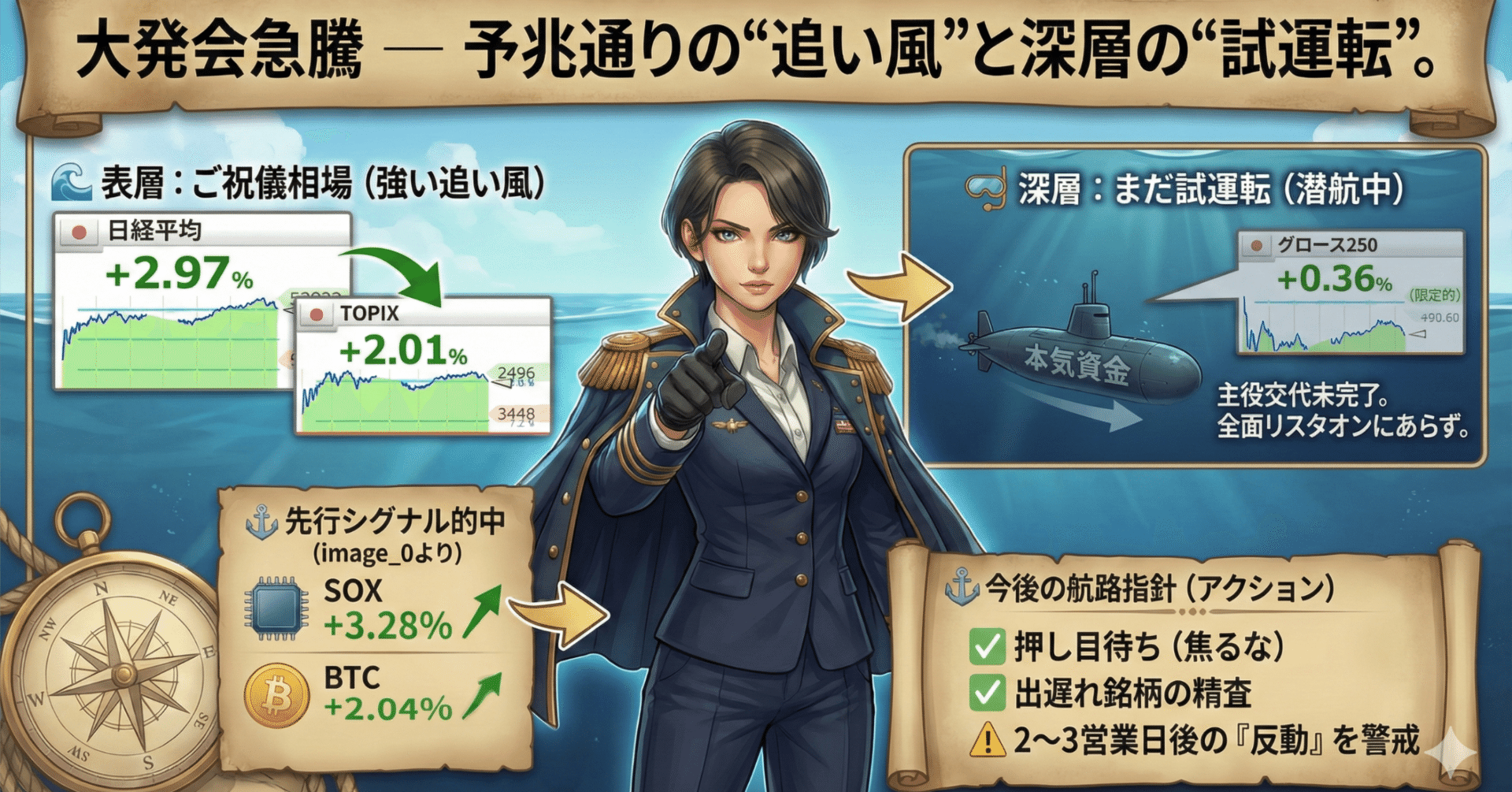 SOX（半導体）・BTC先行上昇の検証｜大発会は“確認”であって“確信”ではない｜明日へのmoney-sweet.