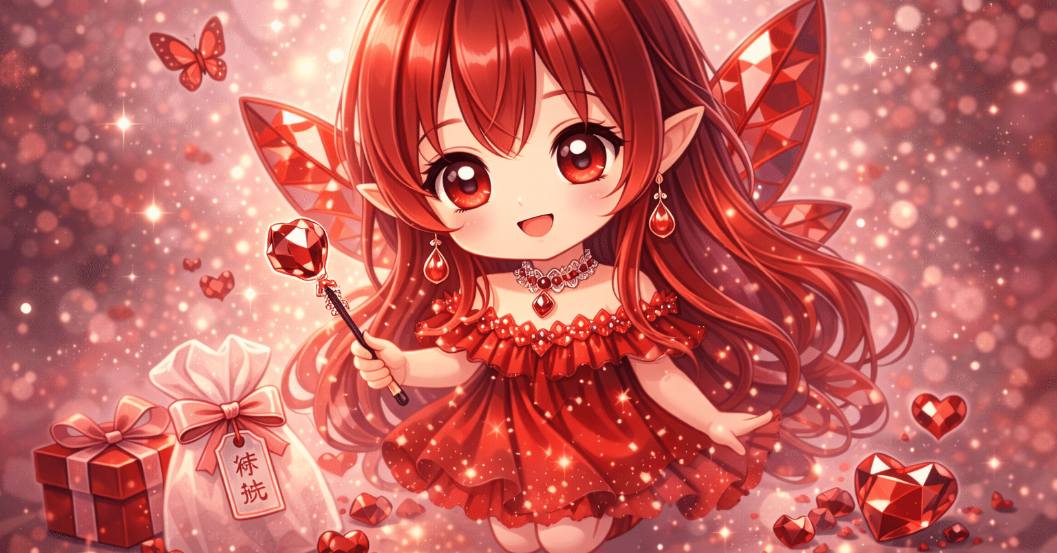 プレゼントアート】1月誕生石ガーネット｜小さな妖精たちのひみつの