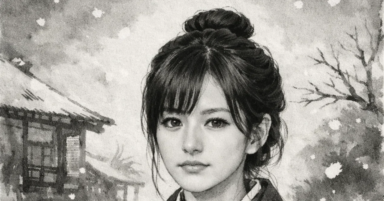 自作 日本画 水墨画 女性の肖像 ChatGPTで水墨画生成をしてみた ｜Teru