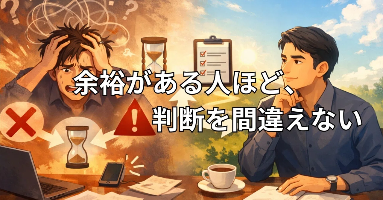 余裕がある人ほど、判断を間違えない―― 心理学で読み解く「余裕力」の正体|と〜も
